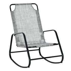 Outsunny Outdoor Indoor Rocking Chair with Sling Fabric, Grey, for Patio, Balcony, Porch