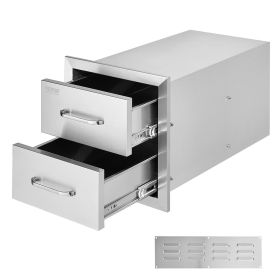 VEVOR Outdoor Kitchen Drawers 14W x 14.4H x 23D Inch, Flush Mount Double BBQ Drawers Stainless Steel with Handle, BBQ Island Drawers for Outdoor Kitch