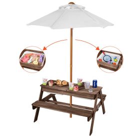VEVOR‹ids Picnic Table with Umbrella,³-in-1 Sand & Water Table, Outdoor—ooden”able¡nd‚ench“et with 2”rays,´-Peopleatio„ining†urniture¦or‡arden,‚ackya