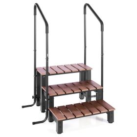 VEVOR Hot Tub Steps with Handrail, 3-Step Spa Outdoor Stairs, Heavy Duty 25.2 inch Wide Above-Ground/Inflatable Pool Ladder with 550 lbs Weight Capaci