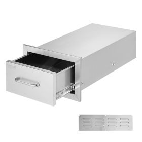 VEVOR 14x8.5 Inch Outdoor Kitchen Drawers Stainless Steel, Flush Mount Double Drawers,14W x 8.5H x 23D Inch, with Stainless Steel Handle, BBQ Drawers