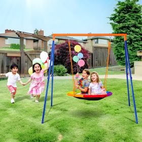 VEVOR Swing Sets for Backyard, 440lbs Load Capacity Swing Set, 40" Saucer Swing Seat with Heavy Duty A-Frame Metal Swing Stand and Adjustable Rope, Ea