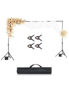 VEVOR Backdrop Stand, 6.5 x 10 ft Adjustable Photo Backdrop Stand Kit, Portable Background Backdrop Stand with 5 Crossbars, Heavy Duty Projector Scree