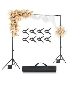 VEVOR Backdrop Stand, 7 x 10 ft Adjustable Photo Backdrop Stand Kit, Portable Background Backdrop Stand with 3 Crossbars, Heavy Duty Projector Screen