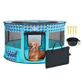 VEVOR Foldable Pet Playpen, 44'' x 44'' x 24'' Portable Dog Playpen, Crate Kennel for Puppy, Dog, Cat, Waterproof 600D Oxford Cloth, Removable Zipper,