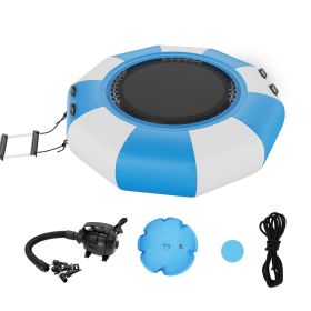 VEVOR Inflatable Water Bouncer, 6.5ft Recreational Water Trampoline, Portable Bounce Swim Platform with 3-Step Ladder & Electric Air Pump, Kids Adults