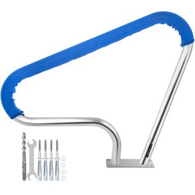 VEVOR Pool Rail 39x32 Pool Railing 304 Stainless Steel 250LBS Load Capacity Silver Rustproof Pool Handrail Humanized Swimming Pool Handrail with Blue