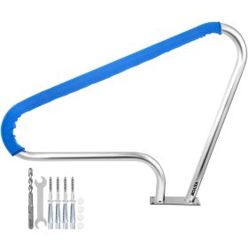 VEVOR Pool Rail 48x36 Pool Railing 304 Stainless Steel 250LBS Load Capacity Silver Rustproof Pool Handrail Humanized Swimming Pool Handrail with Blue