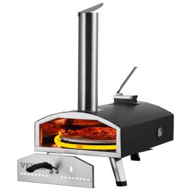 VEVOR Portable Outdoor Oven, 12-inch Pizza Oven, Pellet & Chips & Charcoal Tri-Fuel, Iron Spray Pizza Grill, Includes 210otatable Pizza Stone, Scoop,
