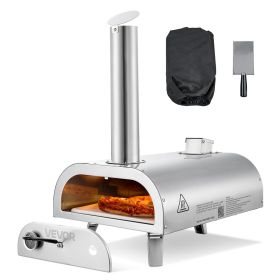VEVOR Pizza Oven Outdoor, 12" Pellet Pizza Oven, Portable Pizza-Stove with Built-in Thermometer, Wood Fired Stainless Steel Pizza-Maker, for Backyard,