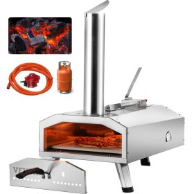 VEVOR Dual Fuel Pizza Oven for Outdoor Use, 12" Portable Pizza Oven, Pellet & Gas Powered Outdoor Pizza Oven with Thickened Cordierite Pizza Stone, Fo