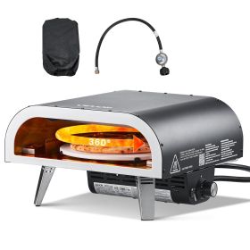 VEVOR Outdoor Pizza Oven, 12 in Propane Gas Pizza Maker, Portable Pizza-Cooker with Electric Rotation, Thickened Pizza-Stone, Carry Bag, Propane Pizza
