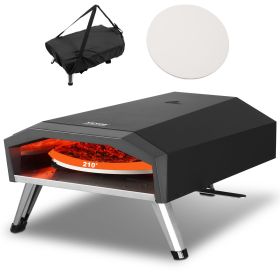 VEVOR Outdoor Pizza Oven, 13" Gas Fired Pizza Maker, Portable Outside Pizza Grill with Thickened Cordierite Pizza Stone, Waterproof Cover, Iron Spray