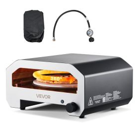 VEVOR Outdoor Pizza Oven, 16 in Propane Gas Pizza Maker, Portable Pizza-Cooker with Electric Rotation, Thickened Pizza-Stone, Carry Bag, Propane Pizza