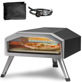 VEVOR Gas Pizza Oven, 13-inch Outdoor Pizza Oven, Thick Stainless Steel Propane Pizza Maker with Pizza Stone, Portable Outside Gas Pizza Grill for Bac