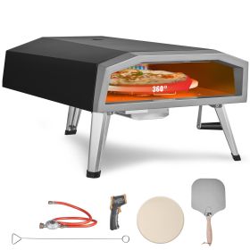 VEVOR Outdoor Pizza Oven, 16-inch, Gas Fired Pizza Maker, Portable Outside Stainless Steel Pizza Grill with 360otatable Pizza Stone, Waterproof Cover