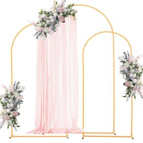 VEVOR Arch Backdrop Stand, Set of 3, 7.2/6.6/6 ft, Stable Structure, Easy Assembly, Gold Metal Arch Backdrop Stand for Wedding, Birthday Party, Gradua
