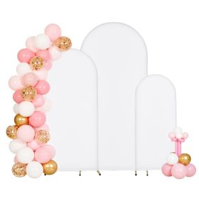 VEVOR Arch Backdrop Stand, Set of 3, 6/5/4 ft, Stable Structure, Easy Assembly, Gold Metal Arch Backdrop Stand with Cover, for Wedding, Birthday Party