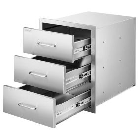 VEVOR Outdoor Kitchen Drawers 18.11" W x 23.23" D x 23.23" H, Triple-Access Stainless Steel Modular Drawer Cabinet with Handles, BBQ Island Drawer for