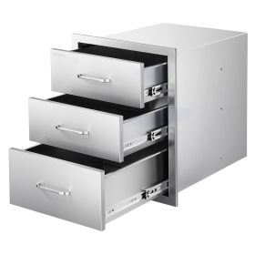 VEVOR Outdoor Kitchen Drawers 18.11"W x 23.23"D x 23.23"H, Triple-Access Stainless Steel BBQ Drawers with Handles, BBQ Island Drawer for Outdoor Kitch