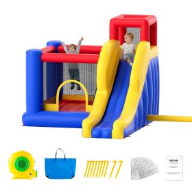VEVOR Inflatable Bounce House, Outdoor High Quality Playhouse Trampoline, Jumping Bouncer with Blower, Slide, and Storage Bag, Family Backyard Bouncy