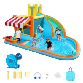 VEVOR Inflatable Bounce House, 14.9 x 12.8 x 7.8 ft Inflatable Bounce House Water Slide, Bouncer Castle with Castle Bounces, Tall Slide, Splash Pool &