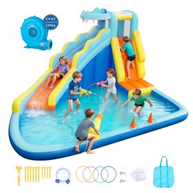 VEVOR Inflatable Bounce House, 11.6 x 13.1 x 7.7 ft Inflatable Bounce House Water Slide, Bouncer Castle with Bounces Zone, Climbing Wall, Splash Pool