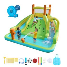 VEVOR Inflatable Bounce House, 13.3 x 11.4 x 8.4 ft Inflatable Bounce House Water Slide, Bouncer Castle with Climbing Wall, Double Tall Slides, Splash