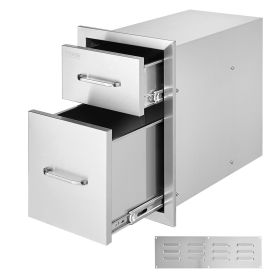 VEVOR Outdoor Kitchen Drawers 13" W x 20.4" H x 20.8" D, Flush Mount Double BBQ Access Drawers with Stainless Steel Handle, BBQ Island Drawers for Out