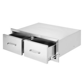 VEVOR Outdoor Kitchen Drawers 30" W x 10" H x 20" D, Horizontal Double BBQ Access Drawers Stainless Steel with Handle, BBQ Island Drawers for Outdoor