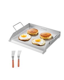 VEVOR Stainless Steel Griddle, 18x16 inch Universal Flat Top Rectangular Plate, Gas Grill Griddle for BBQ Grill, Teppanyaki, Portable Family Cookware
