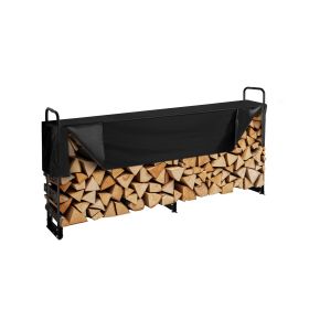 VEVOR Firewood Rack with Waterproof Cover, 101 x 14 x 46 in Outdoor Firewood Holder, 660lb Weight Capacity, 1/2 Cord Log Holder, Half-Covered, Powder-