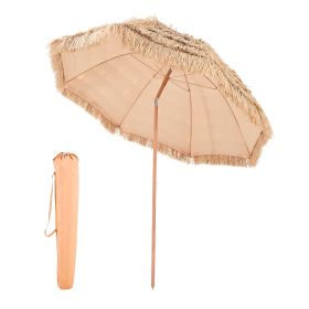VEVOR Tiki Umbrella, 8 ft Thatched Patio Umbrella with Tilt, Hawaiian Style Beach Parasol with Durable PP Thatch and 8 Metal Ribs, Grass Pool Umbrella