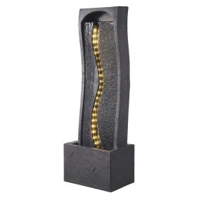 VEVOR Outdoor Water Fountain, 38.58 in Height Fountain and Waterfall, 1-Tier Floor Standing Rock Base Style Fountains with with LED Light and Pump, fo