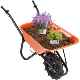 VEVOR Electric Wheelbarrow Cart, 500W Powered Utility Garden Wagon Dump Cart, 5 Cu. Ft. Load & 330 lbs Capacity with Metal Handle & 16" Track Wheels,