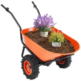 VEVOR Electric Wheelbarrow Cart, 500W Powered Utility Garden Wagon Dump Cart, 7 Cu. Ft. Load & 573 lbs Capacity with Metal Handle & 16" Track Wheels,