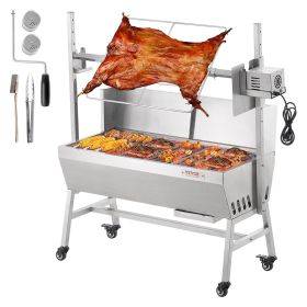 VEVOR Rotisserie Grill with Windscreen, BBQ Whole Pig Lamb Goat Charcoal Spit Grill, 35 Inch 90 Lbs Capacity, Electric 42W Motor Stainless Steel Roast