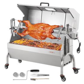 VEVOR Rotisserie Grill with Hooded Cover, BBQ Whole Pig Lamb Goat Charcoal Spit Grill, 46 Inch 132Lbs Capacity, Electric 52W Motor Stainless Steel Roa