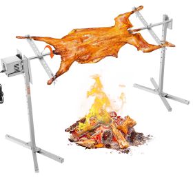 VEVOR Electric BBQ Rotisserie Grill Kit, 56 Inch 132 lbs Capacity, Automatic 52W Motor Height Adjustable Universal Roaster Stand, Stainless Steel Gril