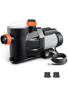 VEVOR Above Ground Pool Pump, 1.5HP, 122 GPM Max Flow Single Speed Swimming Pool Pump, 220V 3450 RPM 55 ft Max Head Lift with PP Shell Strainer Basket