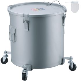 VEVOR Fryer Grease Bucket, 10 Gal Oil Disposal Caddy with Caster Base, Carbon Steel Rust-Proof Coating, Oil Transport Container with Lid, Lock Clips,