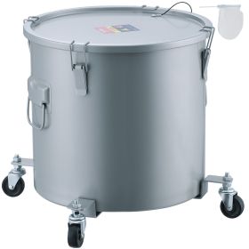 VEVOR Fryer Grease Bucket, 16 Gal Oil Disposal Caddy with Caster Base, Carbon Steel Rust-Proof Coating, Oil Transport Container with Lid, Lock Clips,