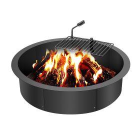 VEVOR Fire Pit Ring, Fire Pit Insert with Barbecue Fire Ring, 35-In Outer/31-In Inner Diameter, 8.5in Height, Carbon Steel Liner DIY Campfire Ring abo