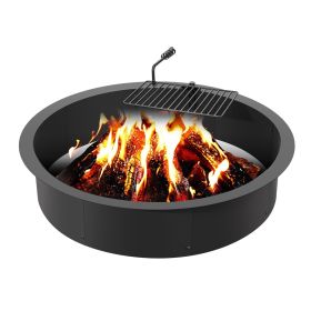 VEVOR Fire Pit Ring, Fire Pit Insert with Barbecue Fire Ring, 40-In Outer/36-In Inner Diameter, 8.5in Height, Carbon Steel Liner DIY Campfire Ring abo