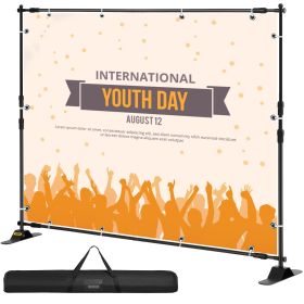 VEVOR Backdrop Banner Stand 8 x 8 Ft Adjustable Heavy Duty Background Stand with 1 Carrying Bag, Backdrop Stand for Parties Wedding Photo Booth Trade