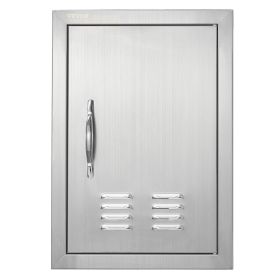 VEVOR BBQ Access Door, 14W x 20H Inch Single Outdoor Kitchen Door, Stainless Steel Flush Mount Door, Wall Vertical Door with Handle and vents, for BBQ