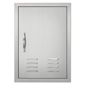 VEVOR BBQ Access Door, 17W x 24H Inch Single Outdoor Kitchen Door, Stainless Steel Flush Mount Door, Wall Vertical Door with Handle, Vents and Hook, f