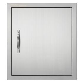 VEVOR BBQ Access Door, 18W x 20H Inch Single Outdoor Kitchen Door, Stainless Steel Flush Mount Door, Wall Vertical Door with Handle and Hook, for BBQ
