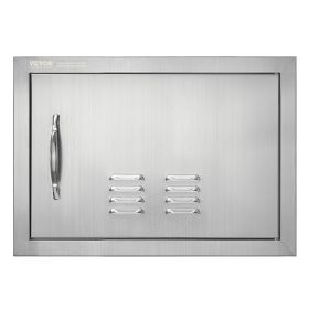 VEVOR BBQ Access Door, 20W x 14H Inch Single Outdoor Kitchen Door, Stainless Steel Flush Mount Door, Wall Vertical Door with Handle and vents, for BBQ