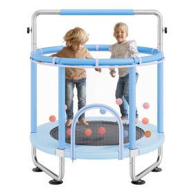 VEVOR 55" Kids Trampoline, 4.6FT Indoor Outdoor Trampoline, Mini Toddler Recreational Trampolinewith Safety Enclosure Net and Basketball Hoop, Birthda
